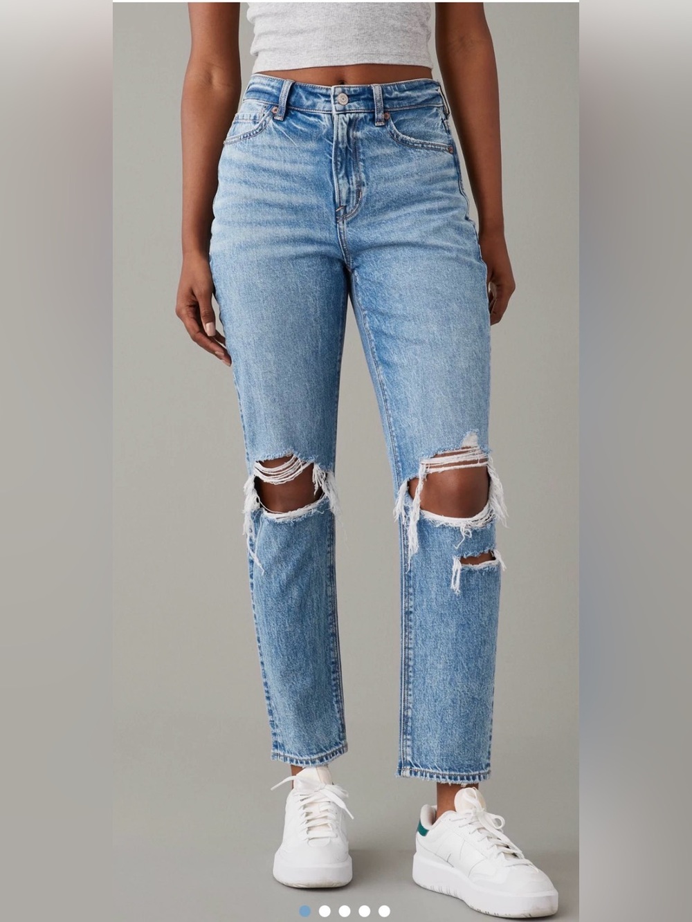 American Eagle Outfitters Light Blue Straight Leg Distressed Jeans